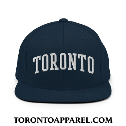 Toronto College Varisty Arch Block Embroidered Flat Brim Bill Snapback Hat - Dark Navy - Toronto Apparel