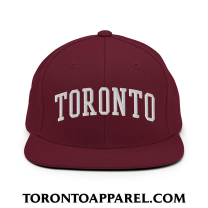 Toronto College Varisty Arch Block Embroidered Flat Brim Bill Snapback Hat - Maroon - Toronto Apparel