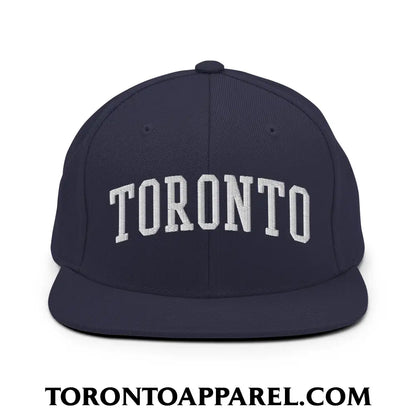 Toronto College Varisty Arch Block Embroidered Flat Brim Bill Snapback Hat - Navy - Toronto Apparel
