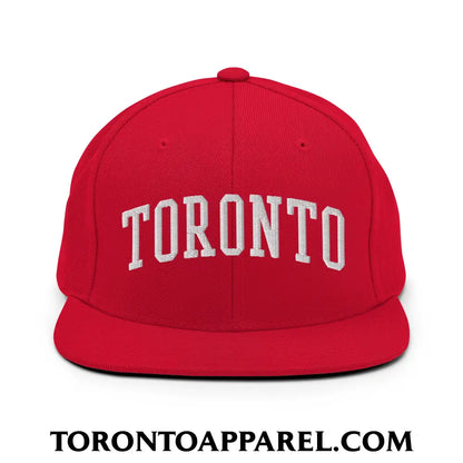 Toronto College Varisty Arch Block Embroidered Flat Brim Bill Snapback Hat - Red - Toronto Apparel