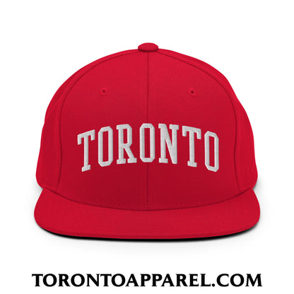 Toronto College Varisty Arch Block Embroidered Flat Brim Bill Snapback Hat - Red - Toronto Apparel