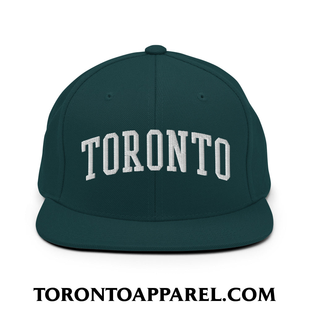 Toronto College Varisty Arch Block Embroidered Flat Brim Bill Snapback Hat - Spruce - Toronto Apparel