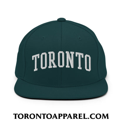 Toronto College Varisty Arch Block Embroidered Flat Brim Bill Snapback Hat - Spruce - Toronto Apparel