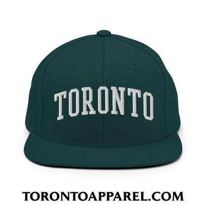 Toronto College Varisty Arch Block Embroidered Flat Brim Bill Snapback Hat - Spruce - Toronto Apparel