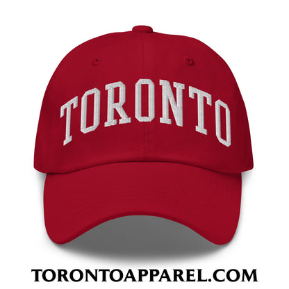 Toronto College Varisty Arch Block Embroidered Unstructured Dad Hat - Cranberry - Toronto Apparel