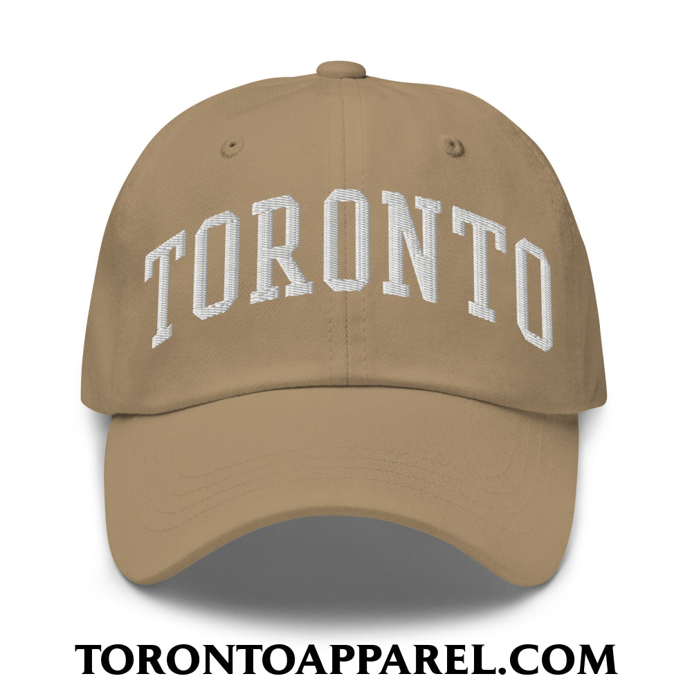 Toronto College Varisty Arch Block Embroidered Unstructured Dad Hat - Khaki - Toronto Apparel