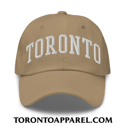 Toronto College Varisty Arch Block Embroidered Unstructured Dad Hat - Khaki - Toronto Apparel
