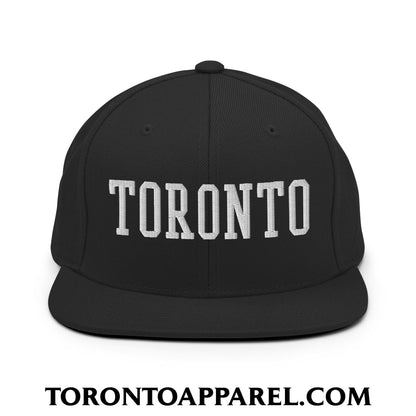 Toronto College Varisty Block Embroidered Flat Brim Bill Snapback Hat - Black - Toronto Apparel