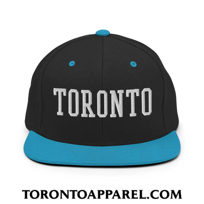 Toronto College Varisty Block Embroidered Flat Brim Bill Snapback Hat - Black/ Teal - Toronto Apparel
