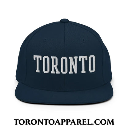 Toronto College Varisty Block Embroidered Flat Brim Bill Snapback Hat - Dark Navy - Toronto Apparel