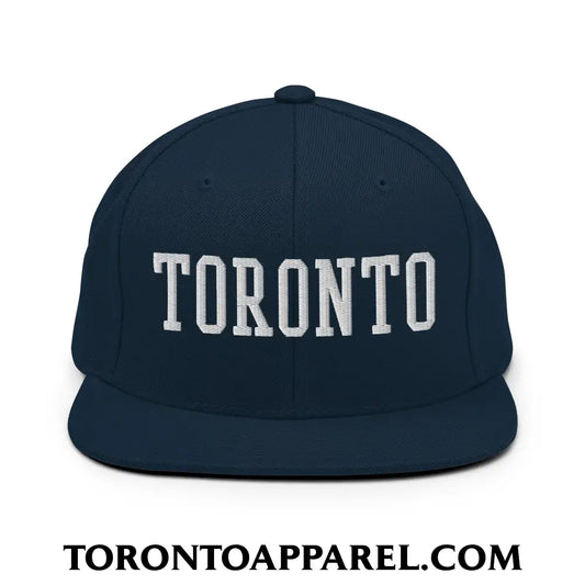 Toronto College Varisty Block Embroidered Flat Brim Bill Snapback Hat - Dark Navy - Toronto Apparel