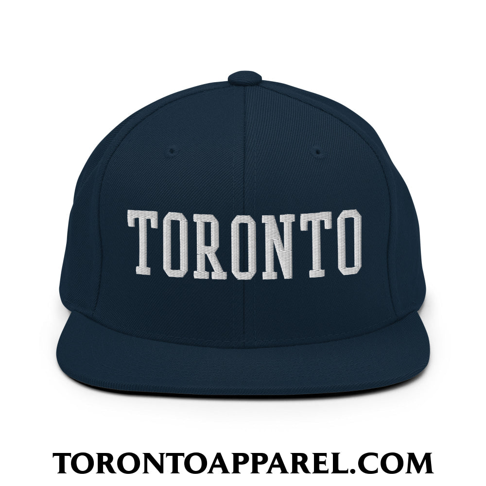 Toronto College Varisty Block Embroidered Flat Brim Bill Snapback Hat - Dark Navy - Toronto Apparel