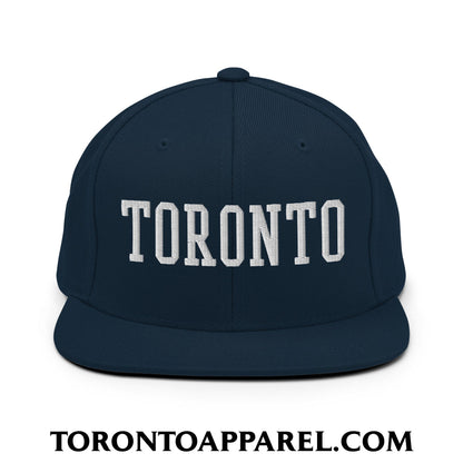 Toronto College Varisty Block Embroidered Flat Brim Bill Snapback Hat - Dark Navy - Toronto Apparel