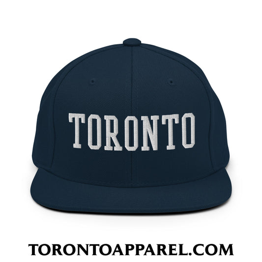 Toronto College Varisty Block Embroidered Flat Brim Bill Snapback Hat - Dark Navy - Toronto Apparel