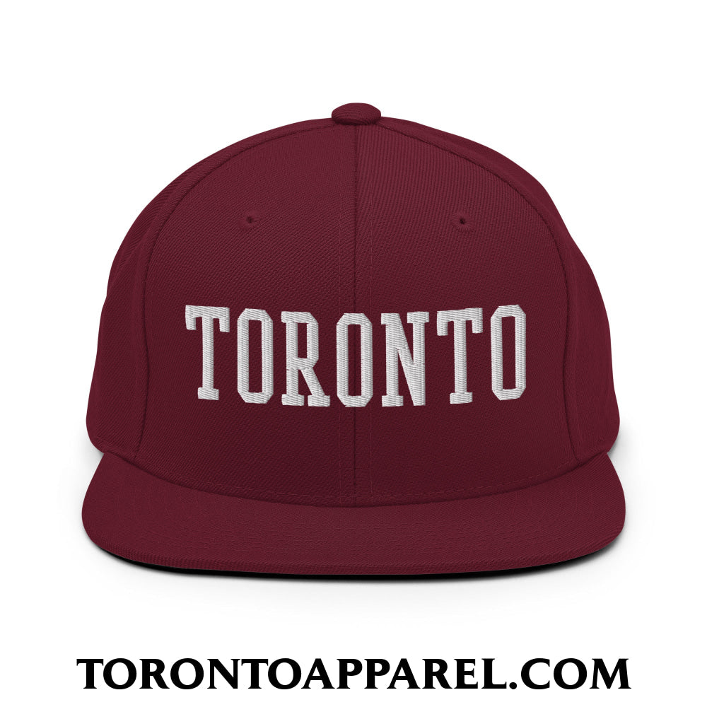 Toronto College Varisty Block Embroidered Flat Brim Bill Snapback Hat - Maroon - Toronto Apparel