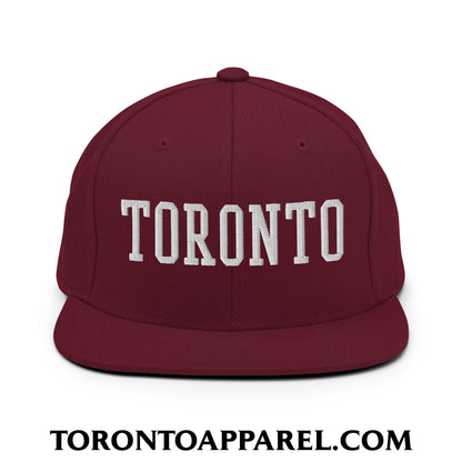 Toronto College Varisty Block Embroidered Flat Brim Bill Snapback Hat - Maroon - Toronto Apparel
