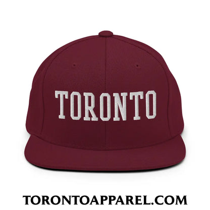 Toronto College Varisty Block Embroidered Flat Brim Bill Snapback Hat - Maroon - Toronto Apparel