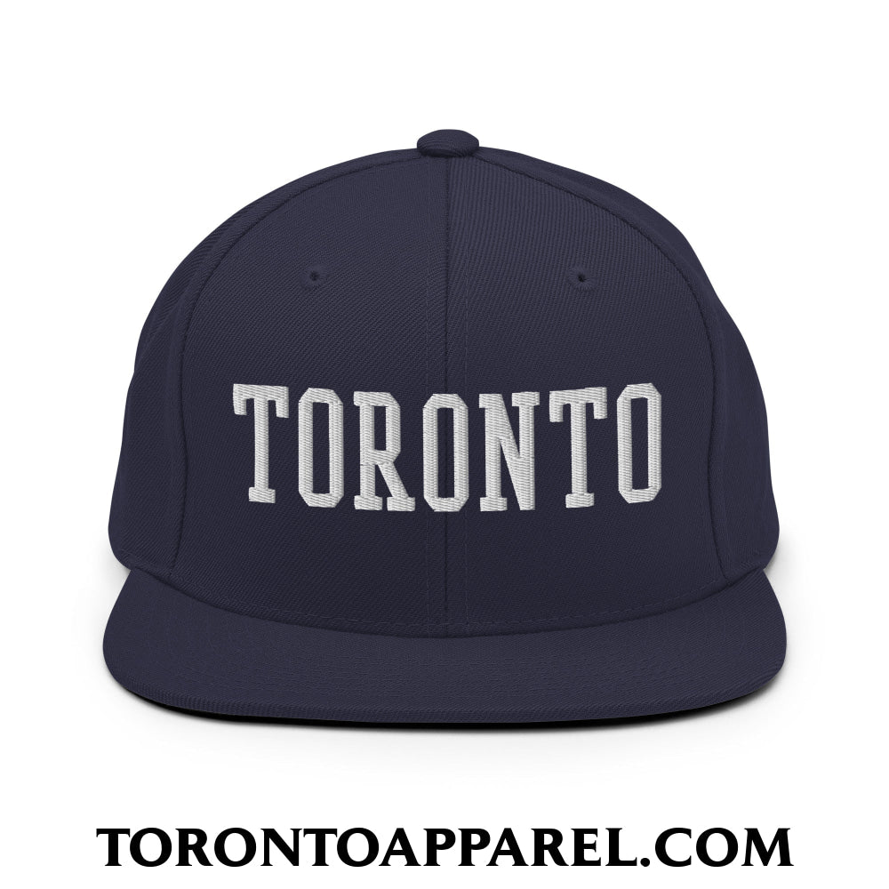 Toronto College Varisty Block Embroidered Flat Brim Bill Snapback Hat - Navy - Toronto Apparel
