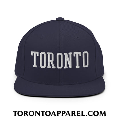 Toronto College Varisty Block Embroidered Flat Brim Bill Snapback Hat - Navy - Toronto Apparel
