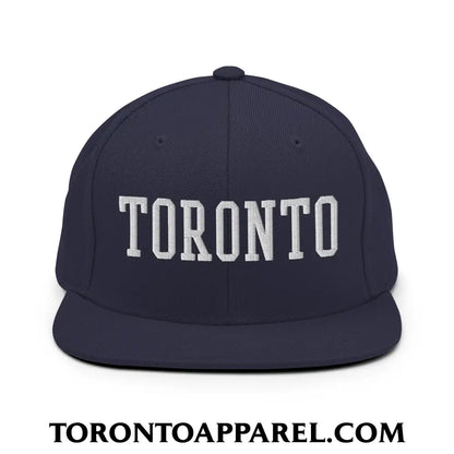 Toronto College Varisty Block Embroidered Flat Brim Bill Snapback Hat - Navy - Toronto Apparel