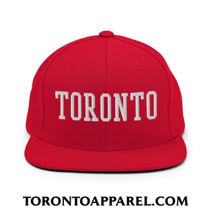 Toronto College Varisty Block Embroidered Flat Brim Bill Snapback Hat - Red - Toronto Apparel