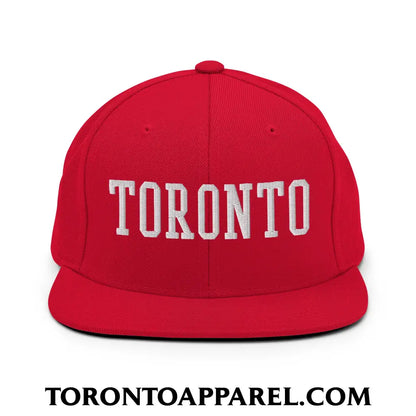 Toronto College Varisty Block Embroidered Flat Brim Bill Snapback Hat - Red - Toronto Apparel
