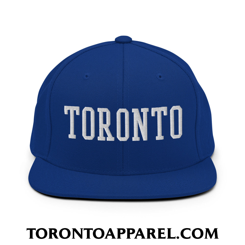 Toronto College Varisty Block Embroidered Flat Brim Bill Snapback Hat - Royal Blue - Toronto Apparel