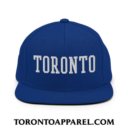 Toronto College Varisty Block Embroidered Flat Brim Bill Snapback Hat - Royal Blue - Toronto Apparel