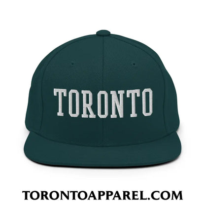 Toronto College Varisty Block Embroidered Flat Brim Bill Snapback Hat - Spruce - Toronto Apparel