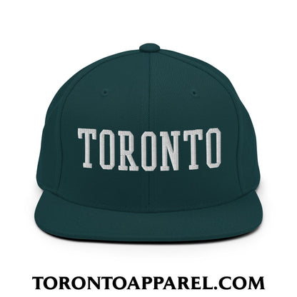 Toronto College Varisty Block Embroidered Flat Brim Bill Snapback Hat - Spruce - Toronto Apparel