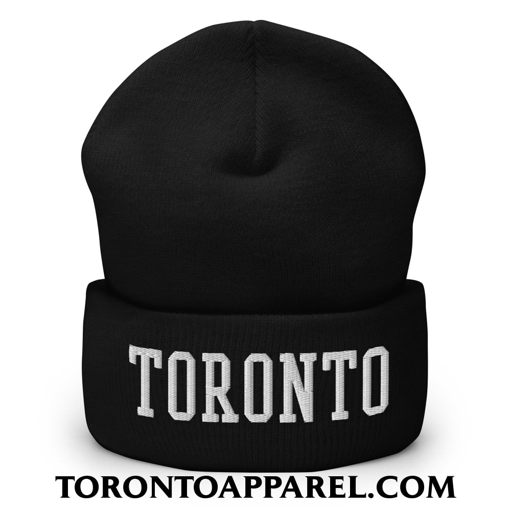 Toronto College Varsity Block Embroidered Cuffed Knit Beanie - Black - Toronto Apparel