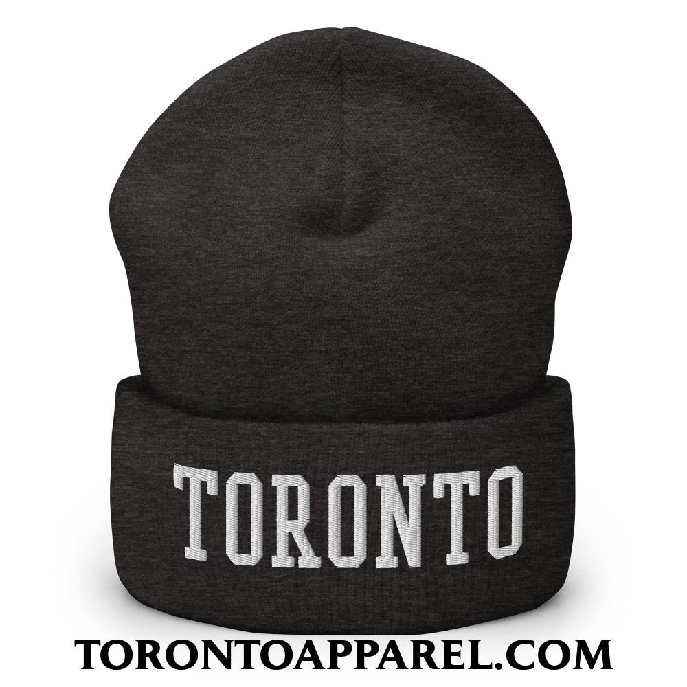 Toronto College Varsity Block Embroidered Cuffed Knit Beanie - Dark Grey - Toronto Apparel