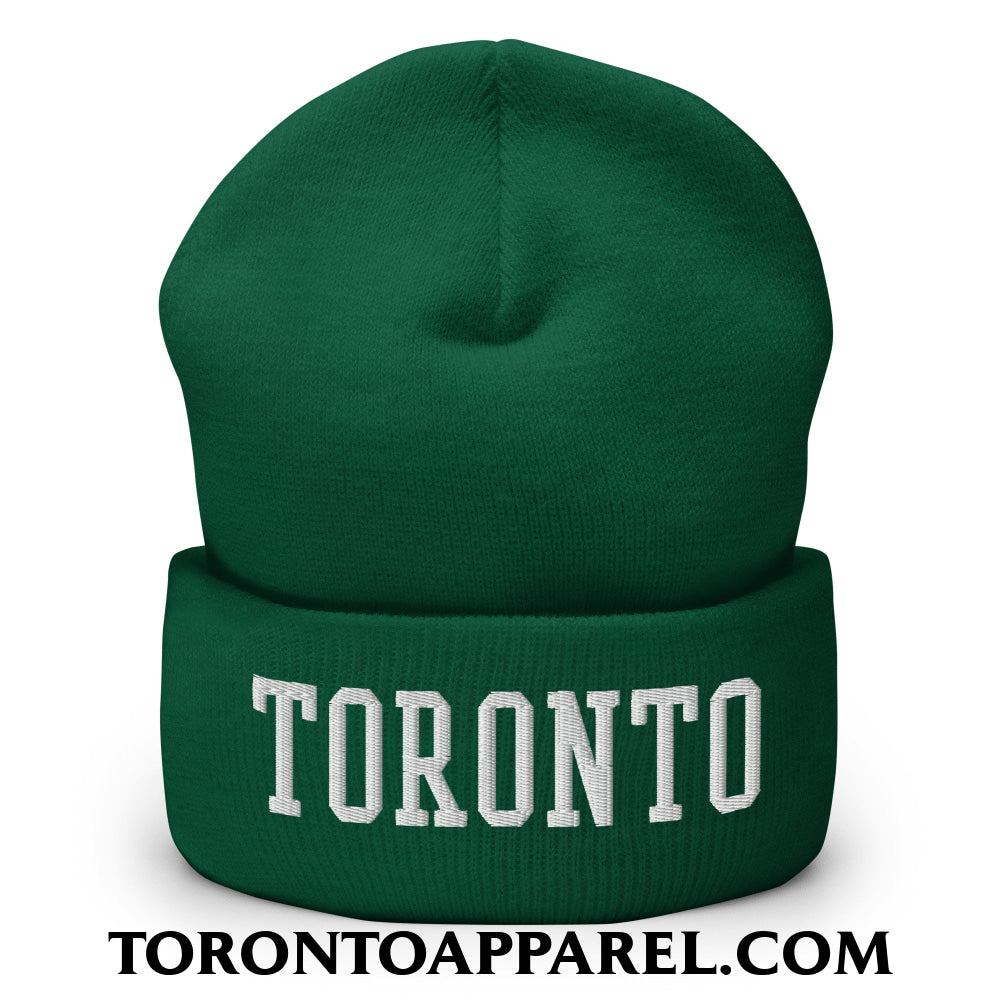 Toronto College Varsity Block Embroidered Cuffed Knit Beanie - Spruce - Toronto Apparel