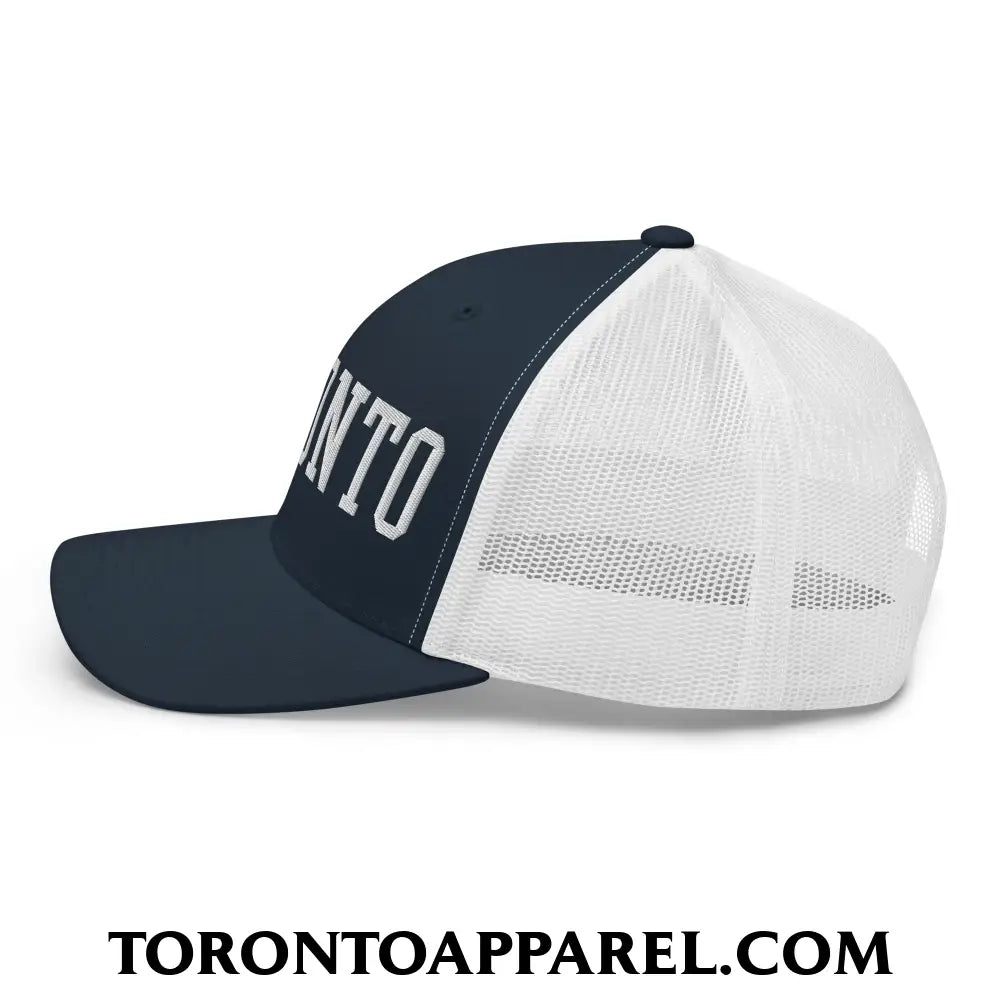 Toronto College Varsity Block Embroidered Mesh Trucker Hat - Toronto Apparel