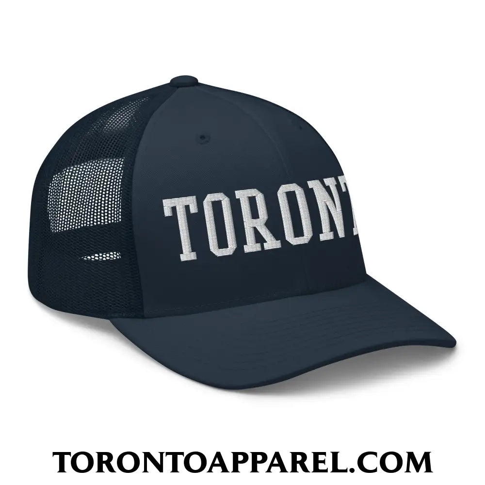 Toronto College Varsity Block Embroidered Mesh Trucker Hat - Toronto Apparel