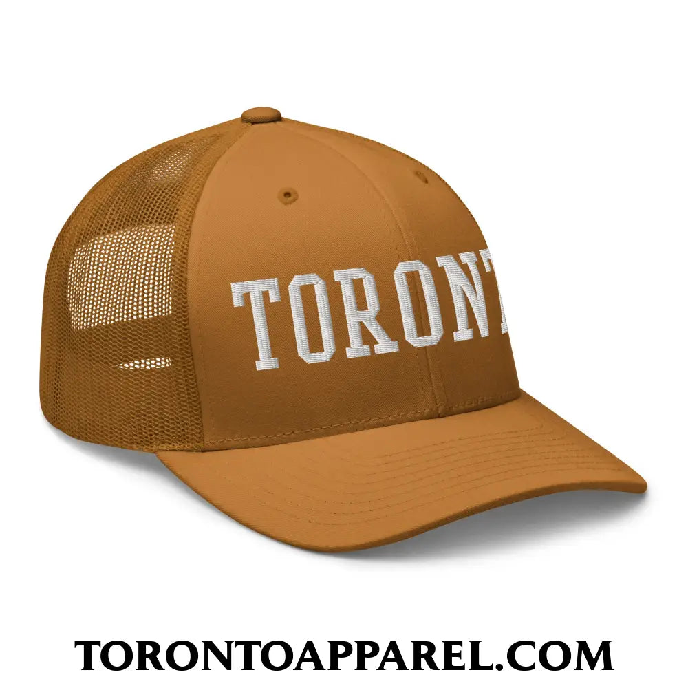 Toronto College Varsity Block Embroidered Mesh Trucker Hat - Toronto Apparel