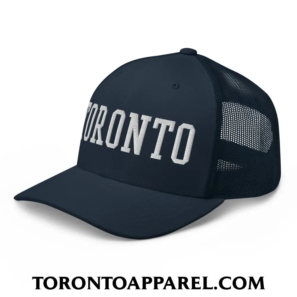 Toronto College Varsity Block Embroidered Mesh Trucker Hat - Toronto Apparel