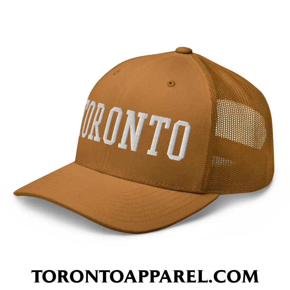 Toronto College Varsity Block Embroidered Mesh Trucker Hat - Toronto Apparel
