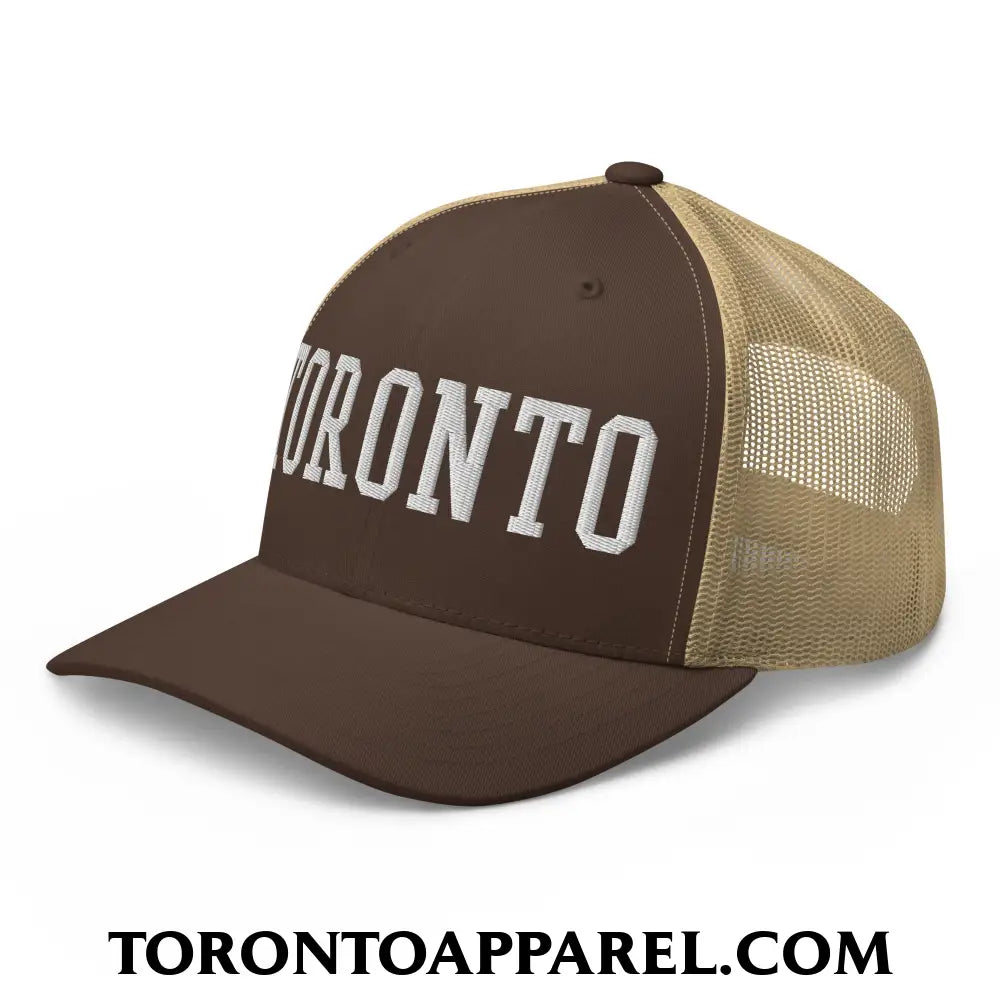 Toronto College Varsity Block Embroidered Mesh Trucker Hat - Toronto Apparel