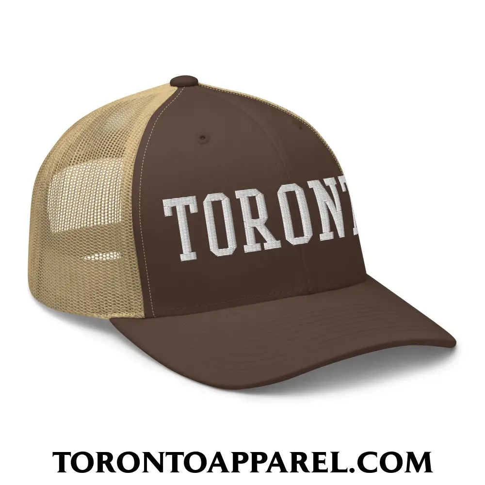 Toronto College Varsity Block Embroidered Mesh Trucker Hat - Toronto Apparel