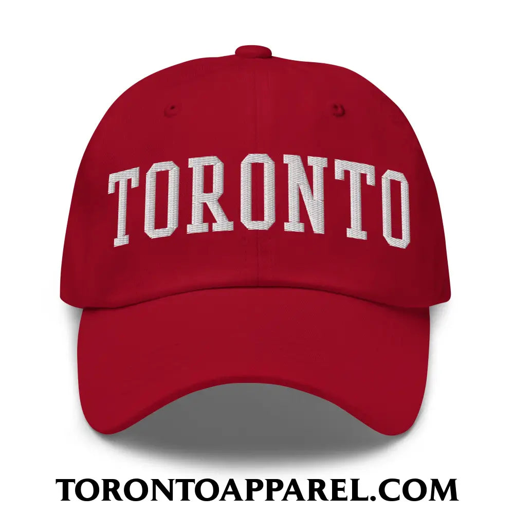 Toronto College Varsity Block Embroidered Unstructured Dad Hat - Cranberry - Toronto Apparel