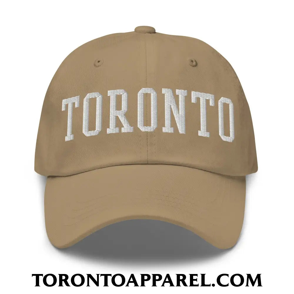 Toronto College Varsity Block Embroidered Unstructured Dad Hat - Khaki - Toronto Apparel