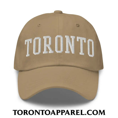 Toronto College Varsity Block Embroidered Unstructured Dad Hat - Khaki - Toronto Apparel