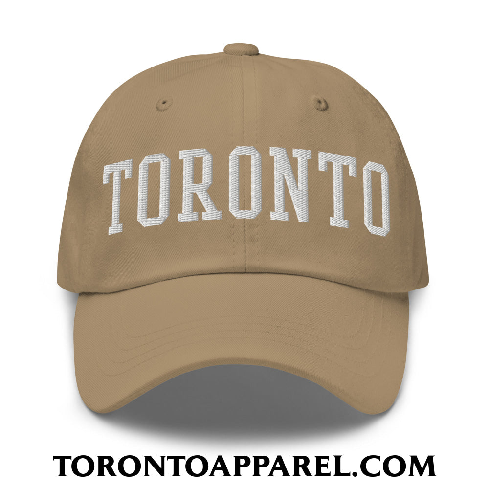 Toronto College Varsity Block Embroidered Unstructured Dad Hat - Khaki - Toronto Apparel