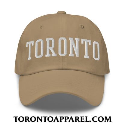 Toronto College Varsity Block Embroidered Unstructured Dad Hat - Khaki - Toronto Apparel