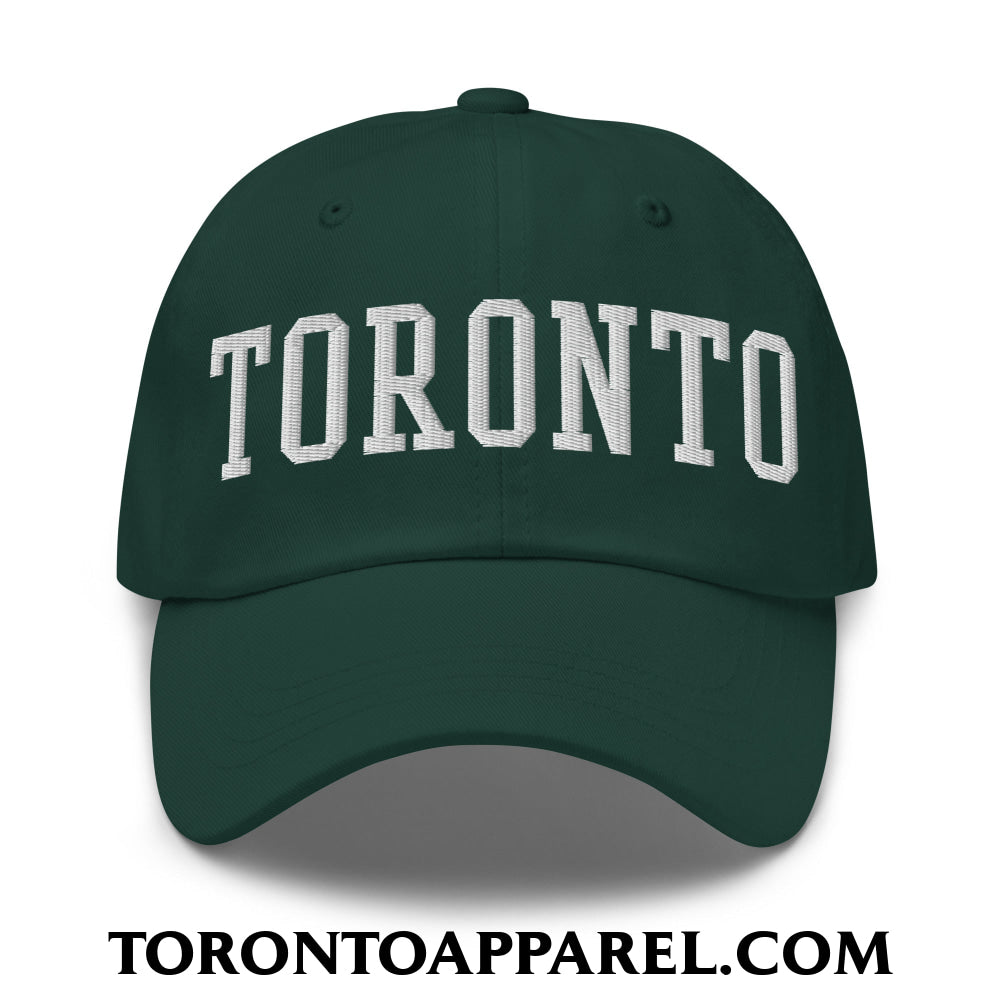 Toronto College Varsity Block Embroidered Unstructured Dad Hat - Spruce - Toronto Apparel