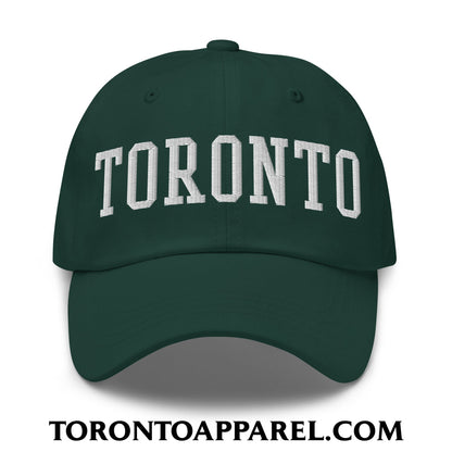 Toronto College Varsity Block Embroidered Unstructured Dad Hat - Spruce - Toronto Apparel