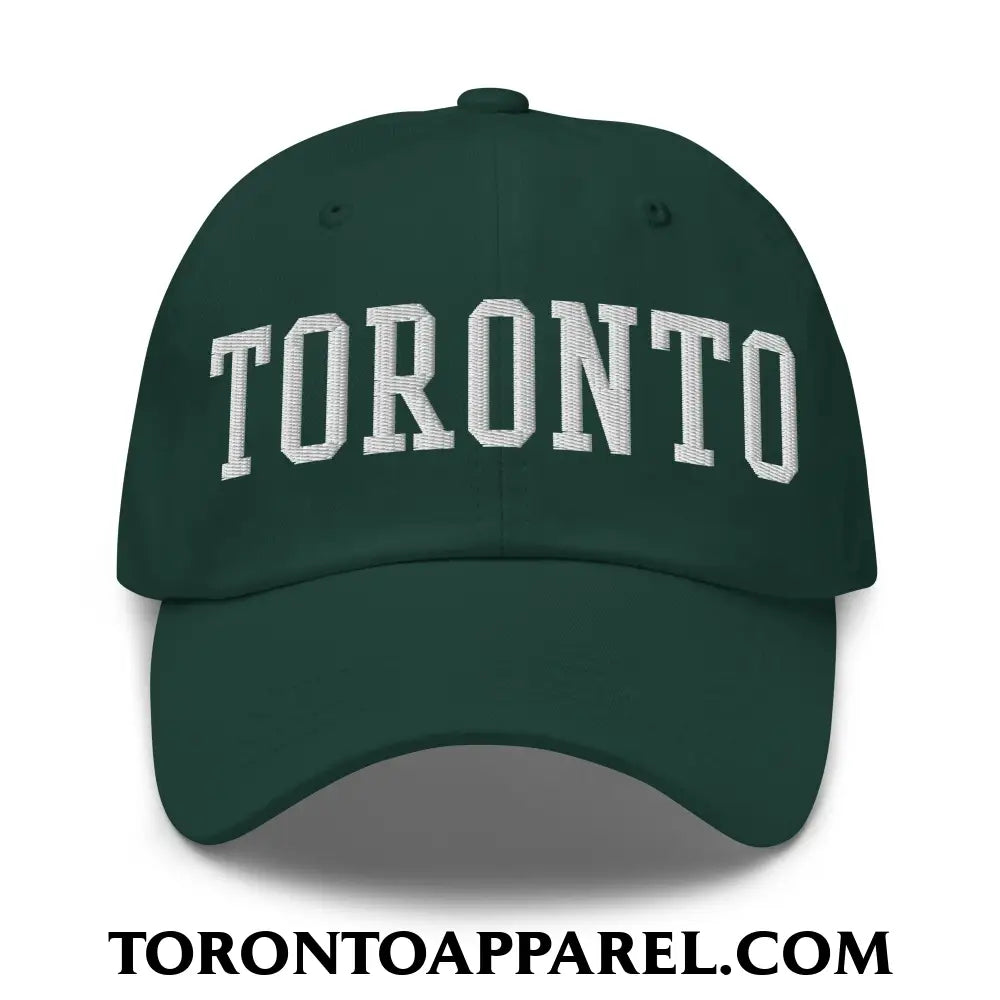 Toronto College Varsity Block Embroidered Unstructured Dad Hat - Spruce - Toronto Apparel