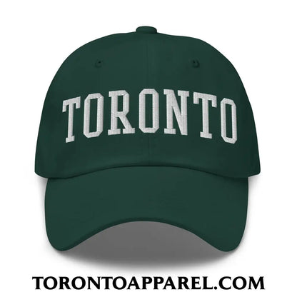 Toronto College Varsity Block Embroidered Unstructured Dad Hat - Spruce - Toronto Apparel