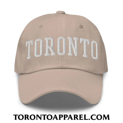 Toronto College Varsity Block Embroidered Unstructured Dad Hat - Stone - Toronto Apparel